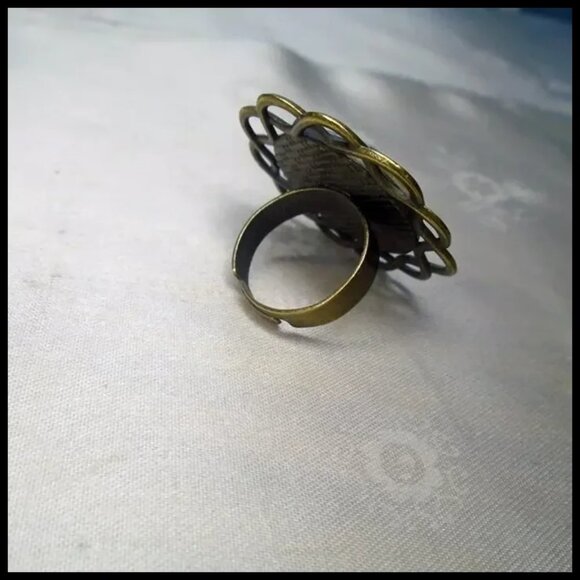 Statement Ring with Dried Pressed Flowers is One of a Kind Cottagecore - Picture 5 of 11